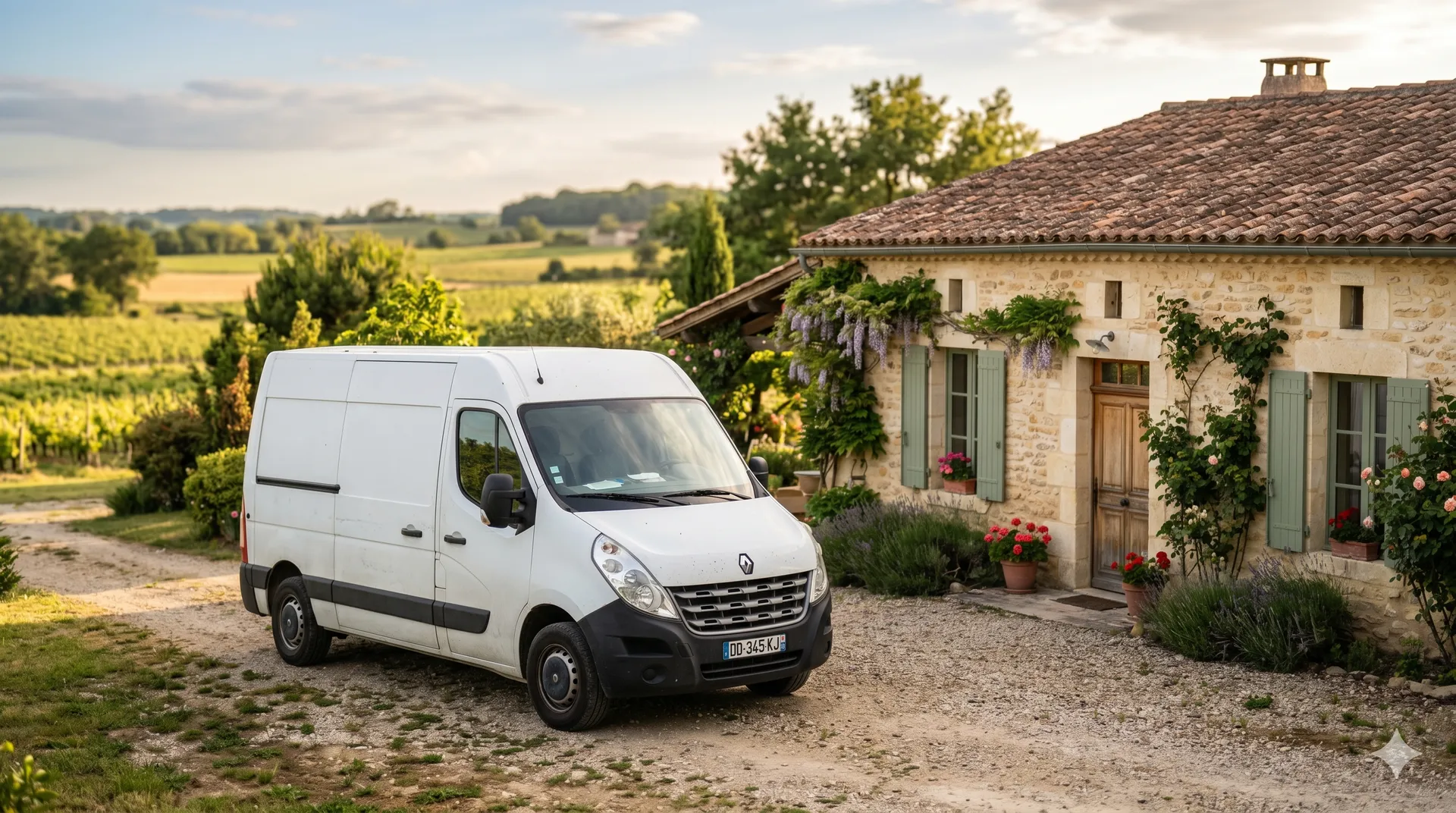 Le camion Le Solarman arrive devant la maison